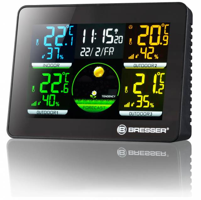 BRESSER Thermo Hygro Quadro NLX – Termo- / higrometer s 3 zunanjimi senzorji