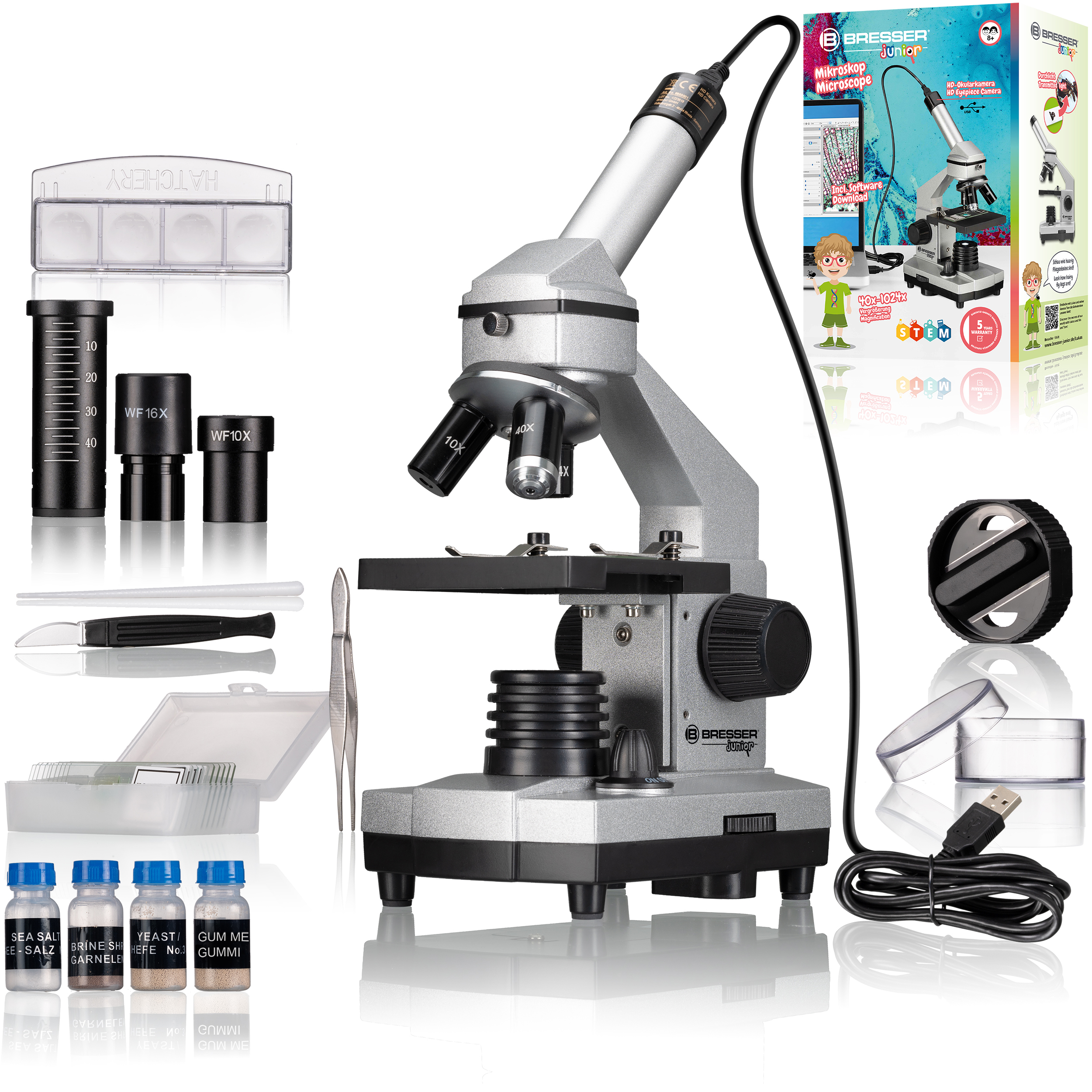 BRESSER JUNIOR 40x-1024x Mikroskop s Kamero Okularja HD