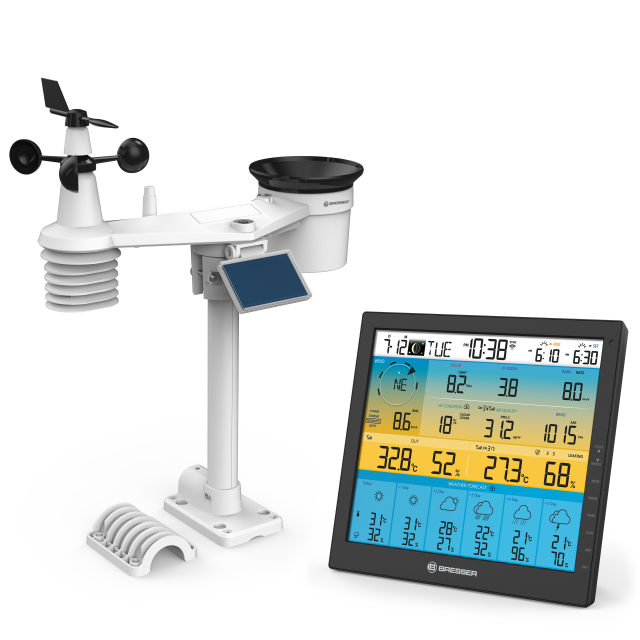 BRESSER 6-day 4CAST PRO SF 7-in-1 Wi-Fi Weather Station with solar-powered sensor